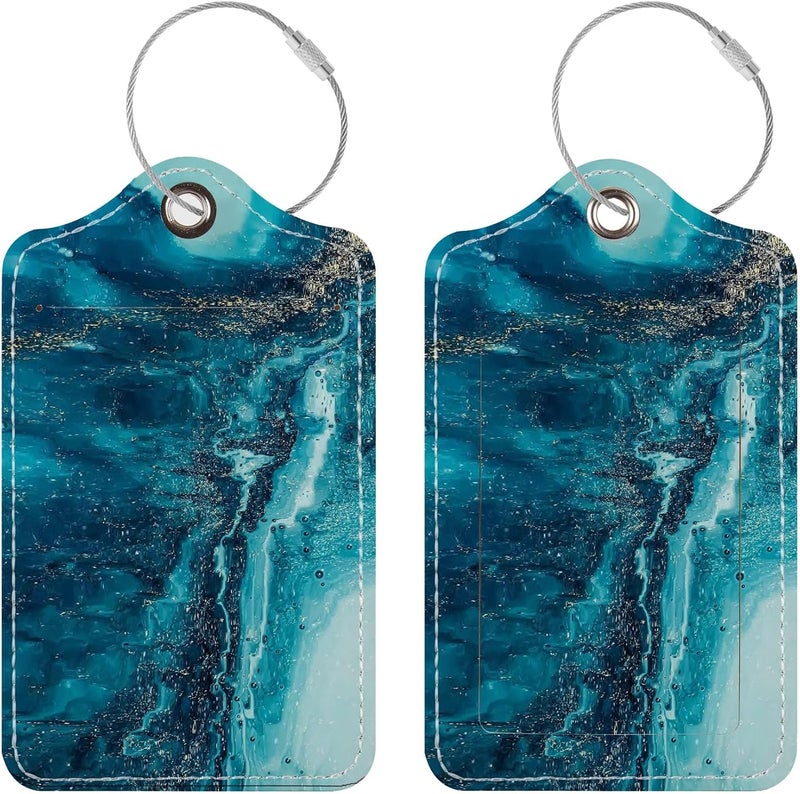 Chelmon Luggage Tags for Suitcases, 2 Pack Cute PU Leather Suitcase Tag Identifiers TSA Approved with Stainless Steel Loop and Address Card for Baggage Tag for Cruise Airport Travel Essentials by - Image 1